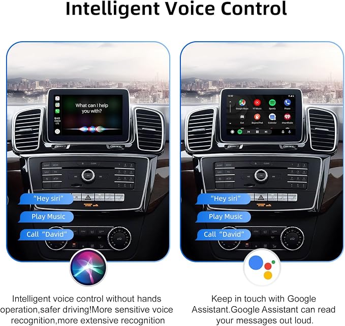 CarPlay Android Auto Adapter Decoder Retrofit Kit Fits Mercedes Benz 2015-2018 A/B/C/E/GLA/GLC/GLS/GLE with NTG System, Supports Wireless CarPlay Android Auto/Mirror Link/Camera/USB Drive/NAV