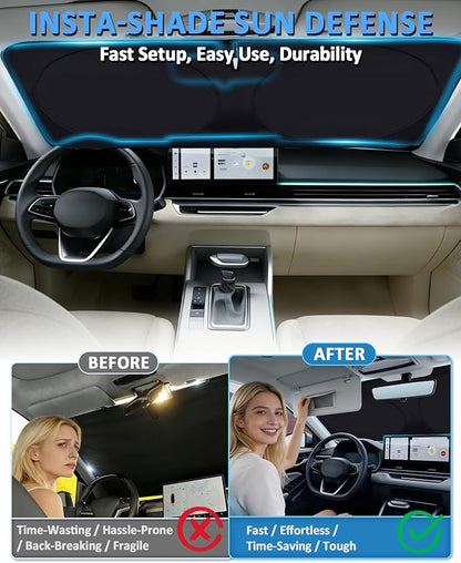 Windshield Sun Shade for 2007-2011 Toyota Camry LE XLE Hybrid SE XSE, Front Window Sunshade Foldable Sun Visor Car Protect from UV Rays & Heat Blocker, Fully Covered Keep Interior Cooler Accessories