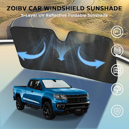Windshield Sun Shade for Chevrolet Chevy Colorado 2015-2022 - 5-Layer Bubble Foldable Thicken Front Window Sunshade Sun Visor Protection Accessories - Blocks Heat & UV Rays Keep Car Cooler