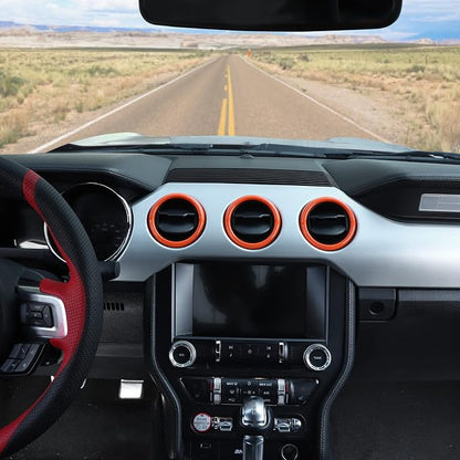 RT-TCZ Center Console Air Conditioner Outlet Vent Trim Cover Ring Interior Accessories for Ford Mustang 2015-2022,3PCS (Orange)