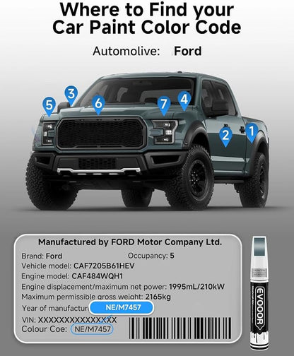 Touch Up Paint for Ford – Exact Match 2 in 1 Paint Pen for Chips and Nicks Repair (Cactus Gray(NE/M7457))