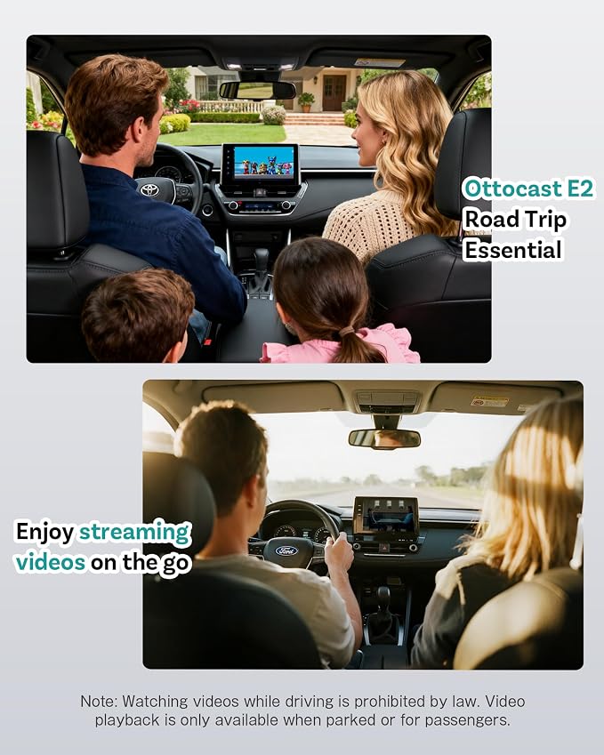 Ottocast E2 OttoAibox 2026 Car Streaming Box, Android 13 Smart AI Box with Netflix/YouTube, Wireless CarPlay Adapter, Car Video Player with Split-Screen