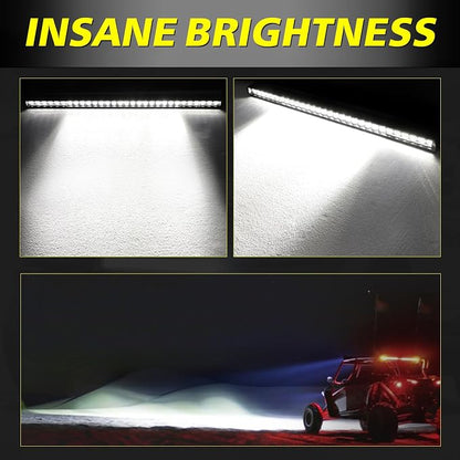 40" 210W Single Row LED Light Bar w/Wiring Harness Black Cover | OSRAM LEDs Off Road Driving Lights Slim Bumper Hood Roof Light Kit for Trucks Pickup UTV SUV Wrangler Can-Am