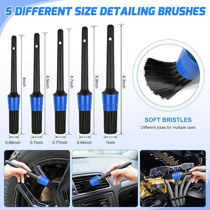 Nilight 27PCS Car Detailing Kit Auto Cleaning Tools Wash Set with Storage Carry Bag Home Use for Interior Exterior Deep Clean Polish Car Care Windshield Dashboard Seat Air Vents Wheels Tires, Blue