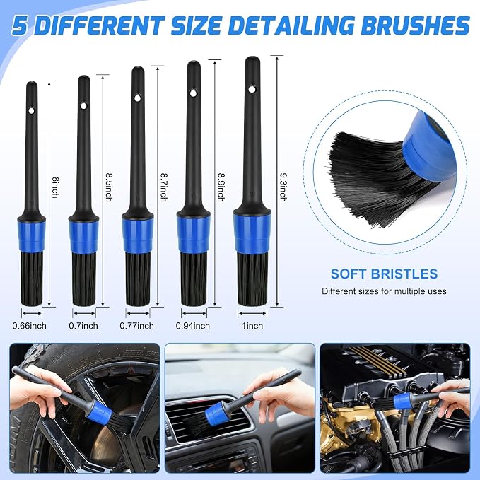 Nilight 37PCS Car Detailing Kit Auto Cleaning Tools Wash Set with Storage Carry Bag Home Use for Interior Exterior Deep Clean Car Care Windshield Dashboard Seat Air Vents Wheels Tires, Blue