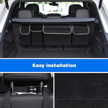 Trunk Organizer - Car Organizer, Foldable Trunk organizer for SUV/MPV/Truck, Collapsible Car Storage Bag with 4 Pockets, Black, 40.16"×11.02"