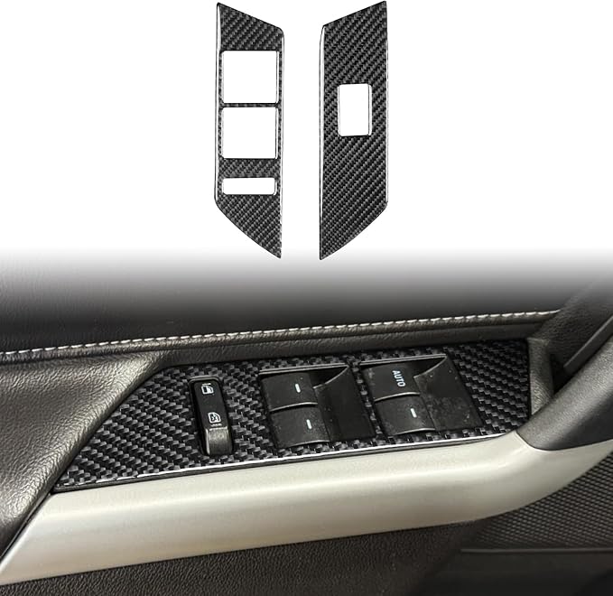 Premium Carbon Fiber Compatible with Ford Edge 2011-2014 2012 2013 SEL/Limited/SE/Sport Accessories Car Front Door Window Lift Switch Panel Cover Interior Trim Sticker Decal Black 2PCS