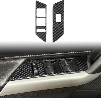 Premium Carbon Fiber Compatible with Ford Edge 2011-2014 2012 2013 SEL/Limited/SE/Sport Accessories Car Front Door Window Lift Switch Panel Cover Interior Trim Sticker Decal Black 2PCS