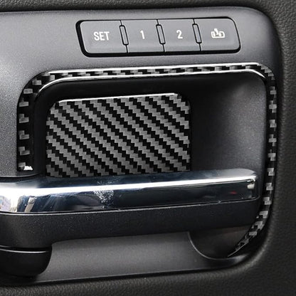 Real Premium Carbon Fiber Fit for Chevy Silverado/GMC Sierra 1500 2014-2018 for 2500/3500HD 2015-2019 Car Door Bowl Handle Kit Panel Trim Decals Sticker Auto Interior Accessories Cover Black