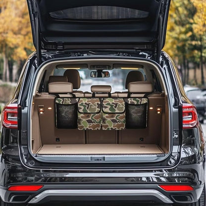 Duck Hunter Camo Hanging Car Organizer Large Capacity Backseat Hanging Storage Accessories Collapsible Cargo Storage Bag with 4 Pockets Universal Fit for Cars SUV Sedans