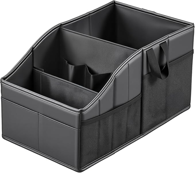WHHMK Car Storage, Sturdy Leather Car Backseat Organizers, Support Up to 33 LB of Weight Automotive Front Seat Organizer, Floor Organizer and Storage Used for SUV Truck Toy Snack Water Bottle Holder