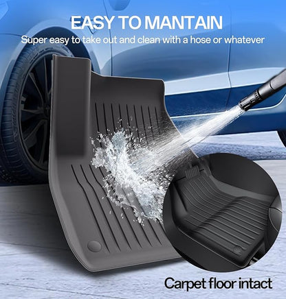Floor Mats for Model 3 2023-2018 - Full Set All Weather TPE Front, Rear, Cargo & Sub-Trunk Mats, 6-Piece Custom Fit