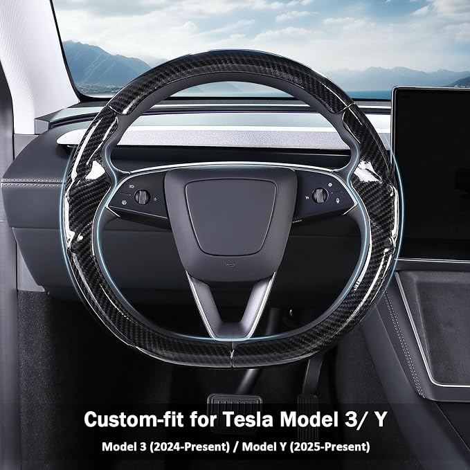 Steering Wheel Cover for Tesla Model Y Juniper (2025- Present) Model 3 Highland (2024- Present), Steering Wheel Accessories for Tesla Model Y Juniper / 3 Highland