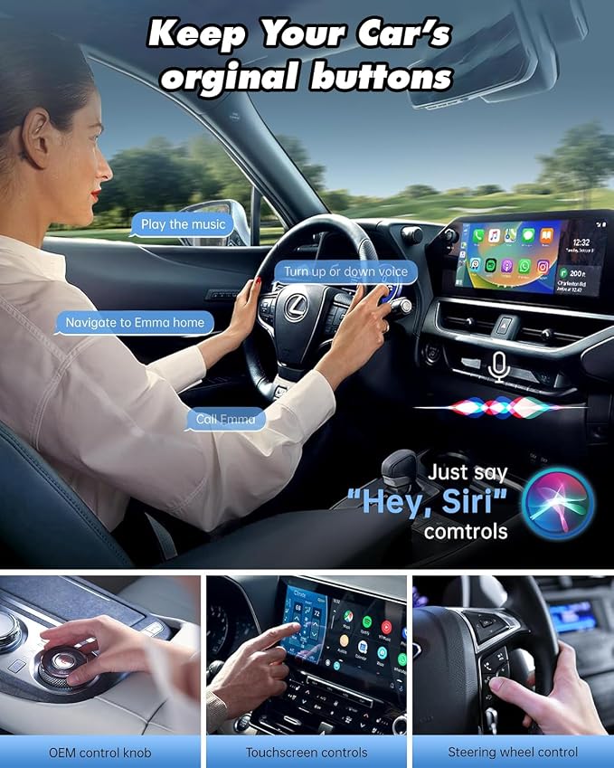 2026 Upgraded 2in1 Wireless CarPlay Adapter & Android Auto Compatible Cars, Fast Auto-Connect, Convert Wired to Wireless CarPlay Adapter, Stable Connection,Mini USB Converter for Car Play Vehicle iOS