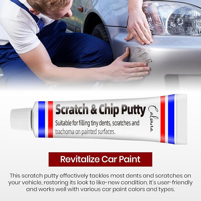 Calvana Clean Mixing Disposable Paper Kit for Body Fillers, Fiberglass, Resins, Putties, Touch-Up Paint, Includes 2 Scratch Repair Putties, Plastic Scraper, Gloves, 8.27 x 9.84 in, 80 Sheets Total