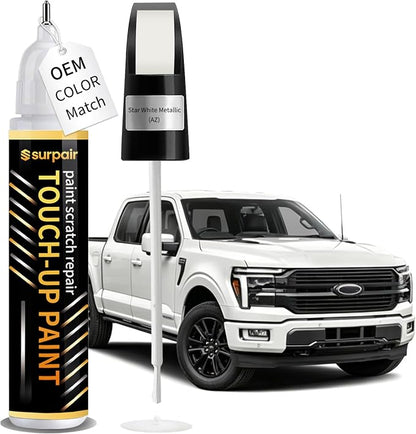 Star White Metallic AZ Touch up Paint for Ford OEM Color Match Car Scratch Repair Kit for Nicks & Chips Scratches Quick & Easy Paint Fix 2-In-1 Car Scratch Remover Pen