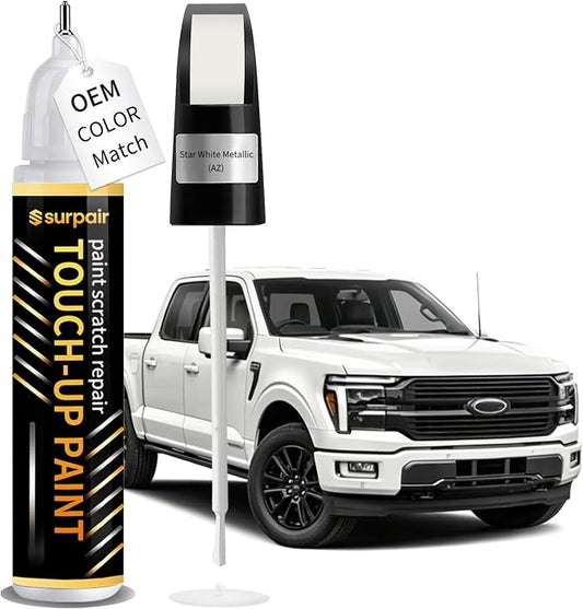 Star White Metallic AZ Touch up Paint for Ford OEM Color Match Car Scratch Repair Kit for Nicks & Chips Scratches Quick & Easy Paint Fix 2-In-1 Car Scratch Remover Pen