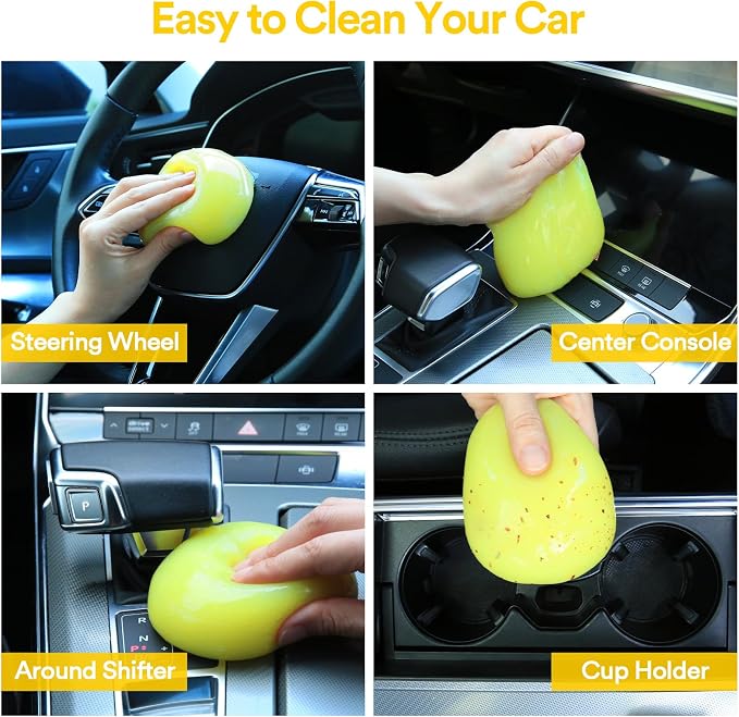 PULIDIKI Car Cleaning Gel Detailing Kit Clean Putty Gel Reusable Auto Detail Tools Car Slime Cleaner Cleaning Supplies, Dust Remover Gifts for Men Women Yellow
