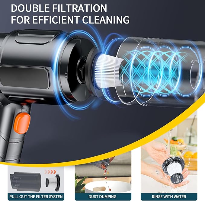 Handheld Car Vacuum Cleaner,4 in 1 Portable Vacuum Cleaner Cordless,18000PA High Power Suction & Blower Fast Charging Vacuum Cleaning for Car,Home,Office,Pet
