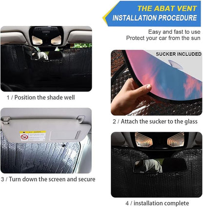 Palm Trees Windshield Sun Shade for Car Auto SUV Truck Purple Beach Sunset Landscape Foldable Front Window Sunshade Sun Visor Protector Block UV Rays Reflect Heat, 55" x 28"