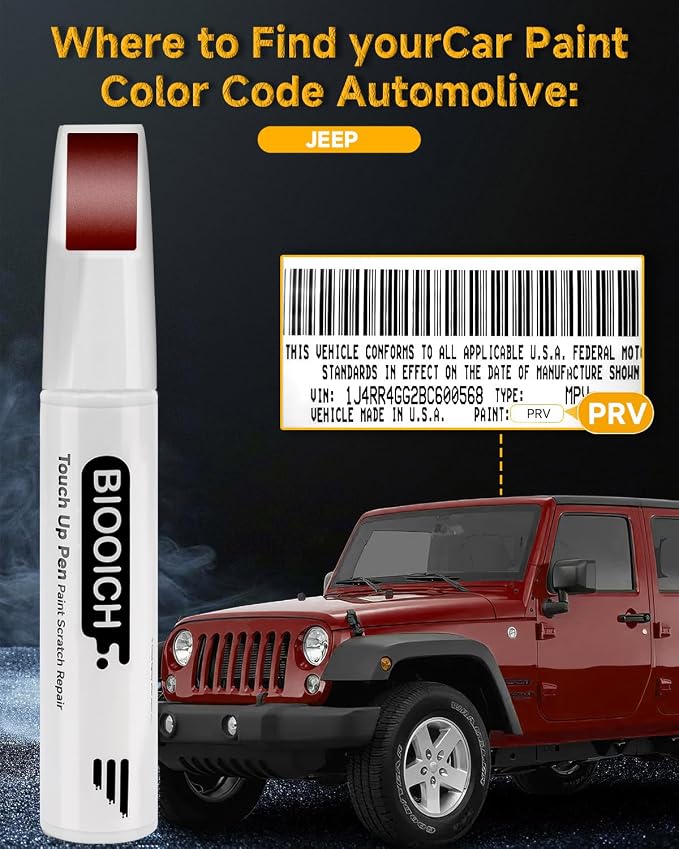 Touch Up Paint Pen Exact Color Match Car Chip and Scratch Repair (for Jeep, Velvet Red Pearl(PRV/NRV))