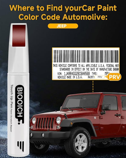 Touch Up Paint Pen Exact Color Match Car Chip and Scratch Repair (for Jeep, Velvet Red Pearl(PRV/NRV))