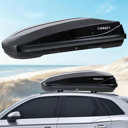 Hard Shell Rooftop Cargo Carrier with Roof Box, Heavy Duty Weatherproof 13 Cubic Feet Rooftop Cargo Carrier for Car Storage, Black