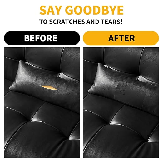 JuCheng Leather Repair Kit -Leather Repair Patch Self-Adhesive Waterproof Patch & Glue for Furniture, Car Seats, Sofa, Couch, Vinyl - Instant Fix for Tears & Scratches (Coffee, 17X79 inch)