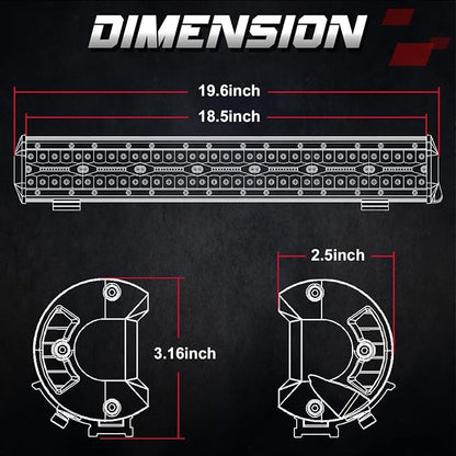 OFFROADTOWN 18inch LED Light Bar Off Road Driving Lights Fog Light Waterproof Work Light Bumper Lights for Truck Pickup UTV SUV Bronco Can-Am