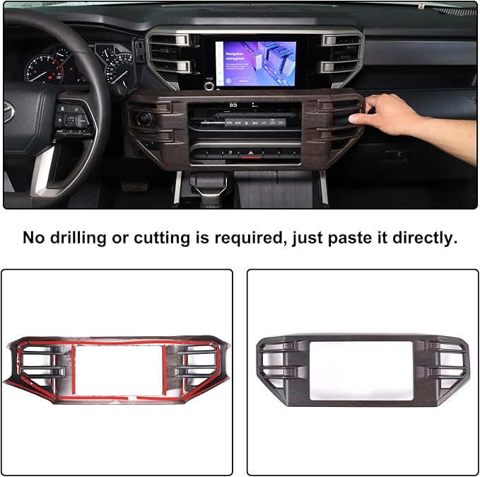 Aunginsy Center Console Air Outlet Trim Cover Compatible with Toyota Tundra/Sequoia 2022-2026, Air Conditioning A/C Vent Panel Large Frame Decorative Cover Protector ABS Accessories, For 8-inch Screen