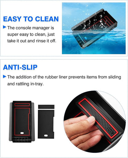 Autorder Center Console Organizer for 2023-2026 Toyota Prius Accessories Armrest Storage Box Secondary Insert Tray with 2 Color Mats