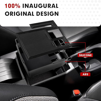 Autorder Center Console Organizer for 2019-2026 Toyota Corolla/ 2022-2026 Corolla Cross Accessories Car Armrest Storage Box Middle Console Tray Container with Non-Slip Silicone Mats