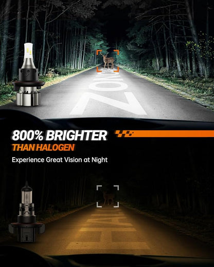 SEALIGHT H13 LED Bulbs, L2 9008 24,000LM Super Brightness 6000K Cool White Bulbs, IP68 Waterproof, Plug and Play, 15000RPM Turbo Fan, 60000Hrs Lifespan, 1:1 Size Driving Bulbs, Pack of 2