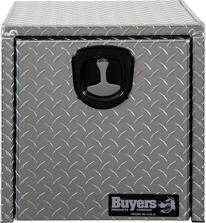 Buyers Products 1705101 Diamond Tread Aluminum Underbody Truck Tool Box, 18 x 18 x 18, Made in USA, .100 in. Thick, Corrosion Resistant, Locking Compression Latch, Secure Storage for Work Trucks