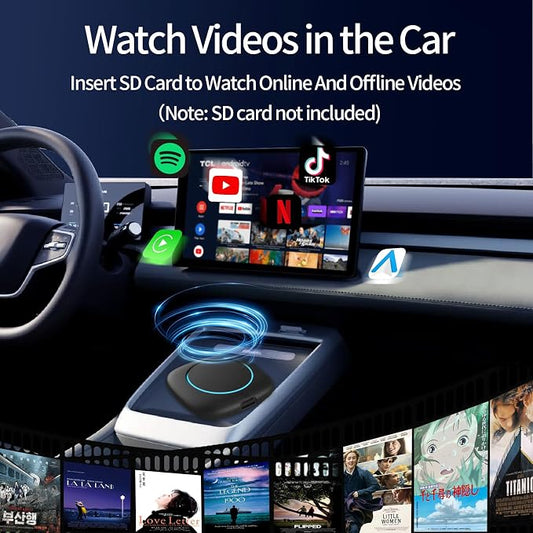 Wireless Carplay Adapter, Android Auto Adapter Plug and Play 2025 AI Box Carplay Support TF Card and SIM, Mini Car Play Video Box for Car Wired to Wireless Support Original Control