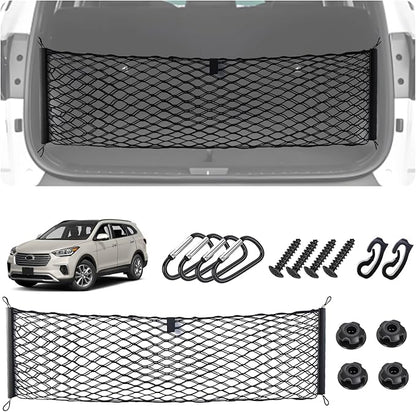 Envelope Style Cargo Net for 2024 2025 2026 Hyundai Santa Fe Accessories, Rear Trunk SUV Mesh Cargo Net, Upgraded 5mm Bungee & Double-Layer Nylon Storage Tailgate Netting Grocery&Tools Organizer