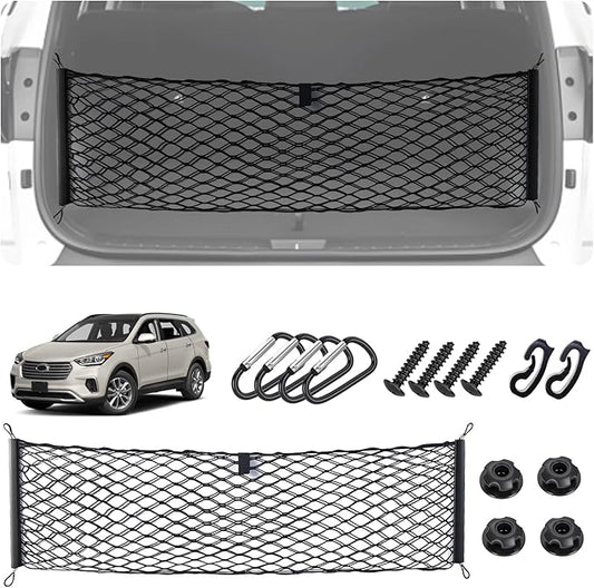Envelope Style Cargo Net for 2024 2025 2026 Hyundai Santa Fe Accessories, Rear Trunk SUV Mesh Cargo Net, Upgraded 5mm Bungee & Double-Layer Nylon Storage Tailgate Netting Grocery&Tools Organizer