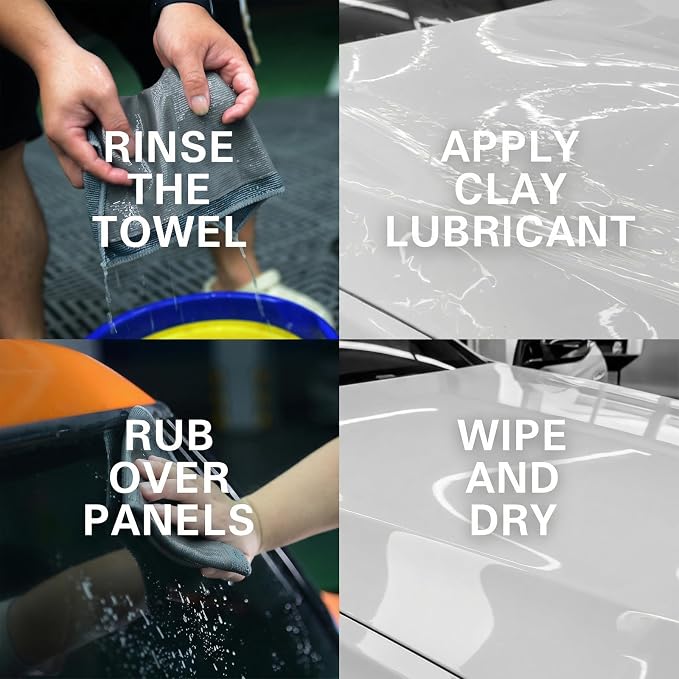 3 Pack Micro-Rib Clay Towel for Auto Detailing, Fine Grade Synthetic Decontamination Towel for Car Paint & Glass, Smooth Glide Surface Prep for Polishing, Wax & Ceramic Coating