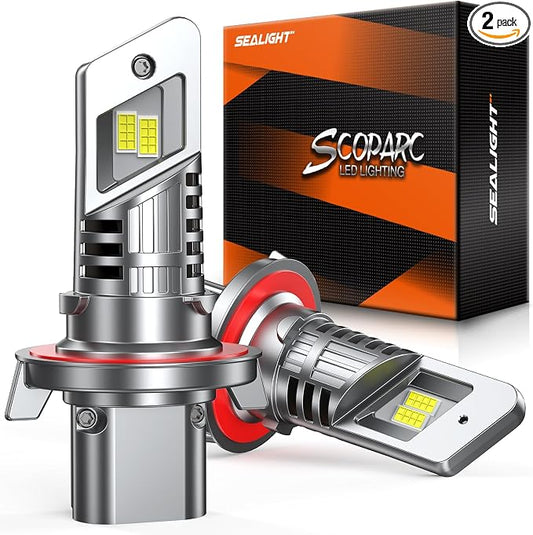 SEALIGHT 9008/H13 Bulbs, 800% Brightness 40000LM Super Brighter, 1:1 Size Fog Lights, 6500K Cool White, 60000Hrs Long Service Life with Cooling Fan, 3MIN Play and Plug, Pack of 2