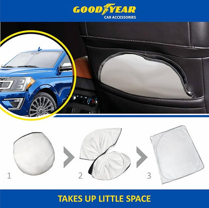 Goodyear Foldable Windshield Sunshade for Honda Pilot 2016-2022, SUV car Accessories, Sunshade Cover, Sun Shade Car Windshield, Window Sun Blocker - GY008342