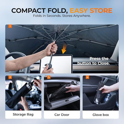 [2026 Upgraded] DooGooCoo Windshield Sun Shade Umbrella for Chevy Silverado [100% Sunlight Blocked, Cooling Ice Crystal] Sunshade for Car Windshield for Silverado Sun Shade 2019-2026.