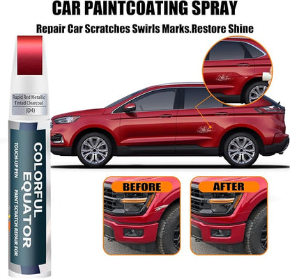 D4 Rapid Red Metallic Tinted Clearcoat Touch Up Paint for Ford, Car Paint Pen Scratch Repair Two-In-One Touch Up Paint, Premium Car Scratch Remover for Deep Scratches