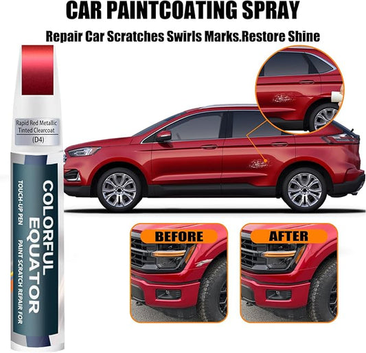 D4 Rapid Red Metallic Tinted Clearcoat Touch Up Paint for Ford, Car Paint Pen Scratch Repair Two-In-One Touch Up Paint, Premium Car Scratch Remover for Deep Scratches