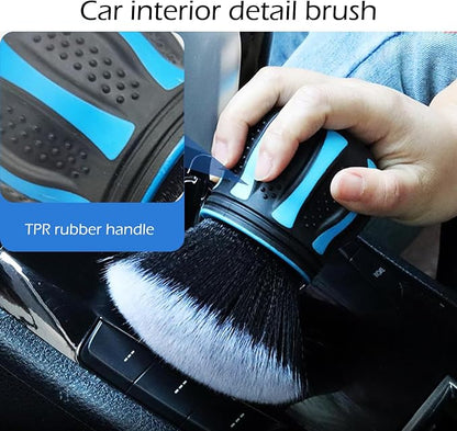 1 PC Car Detail Brush, Spherical Ultra Soft Detailing Brush, Spherical Detail Brush with Storage Rack, Universal Car Cleaning Tools, for Most Cars, Trucks, SUVs (Blue)