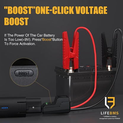 VTOMAN Portable Replacement Jumper Cable,10 Safety Protections 12V Car Booster Clamp Cable for X1,X3,X5,X7,V10,V10 Pro Jump Starter, Car Jump Start Battery Booster Cable