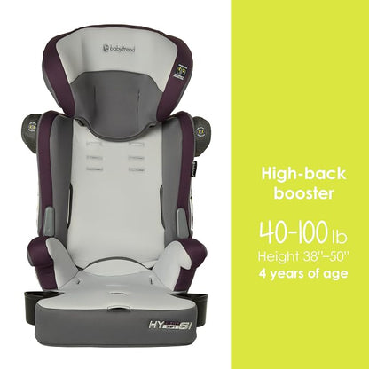 Baby Trend Hybrid SI 3-in-1 Combination Booster Seat, Dash Plum – Side-Impact Protection, 3-Stage Growth Design, Adjustable Headrest, Cushioned Comfort