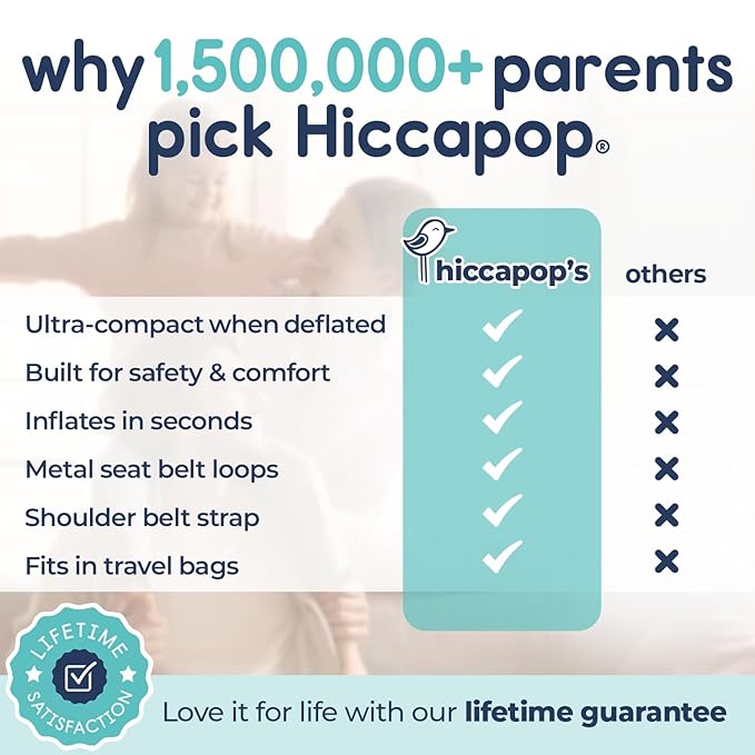 Hiccapop UberBoost Inflatable Backless Booster Seat for Kids, Portable Travel Car Seat | Classic Graphite Black