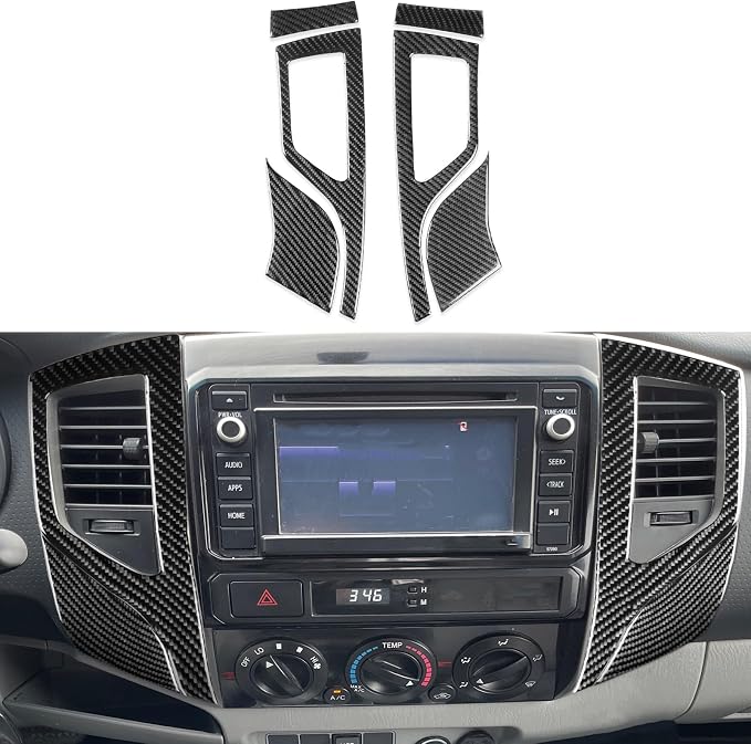 NVCNX Real Premium Carbon Fiber for Toyota 2nd Gen Tacoma Accessories 2012-2015 2013 2014 Car Dash Center Air Vent Panel Cover Interior Trim Thick Overlay Sticker Decal 6PCs - Style B