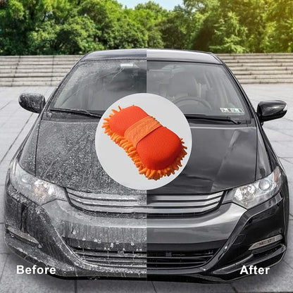 XINDELL Chenille Car Wash Mitt – Premium Microfiber Scratch-Free Sponge for Auto Exterior & Interior Cleaning, Lint-Free Car Care Accessory (Orange)