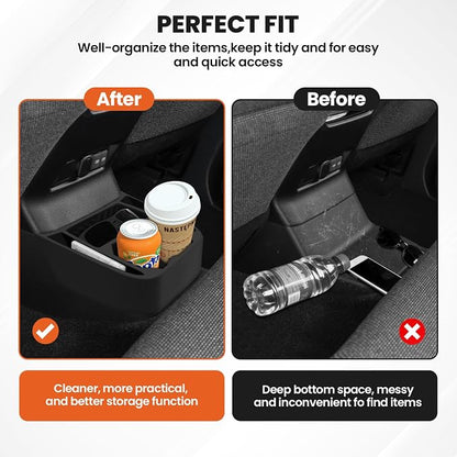 Shademax Rear Center Console Organizer for Toyota Land Cruiser LC250 2024 2025 2026 Accessories Backseat Storage Box Rear Bridge Organizer Insert Land Cruiser Console Air Outlet Tray Silicone Material